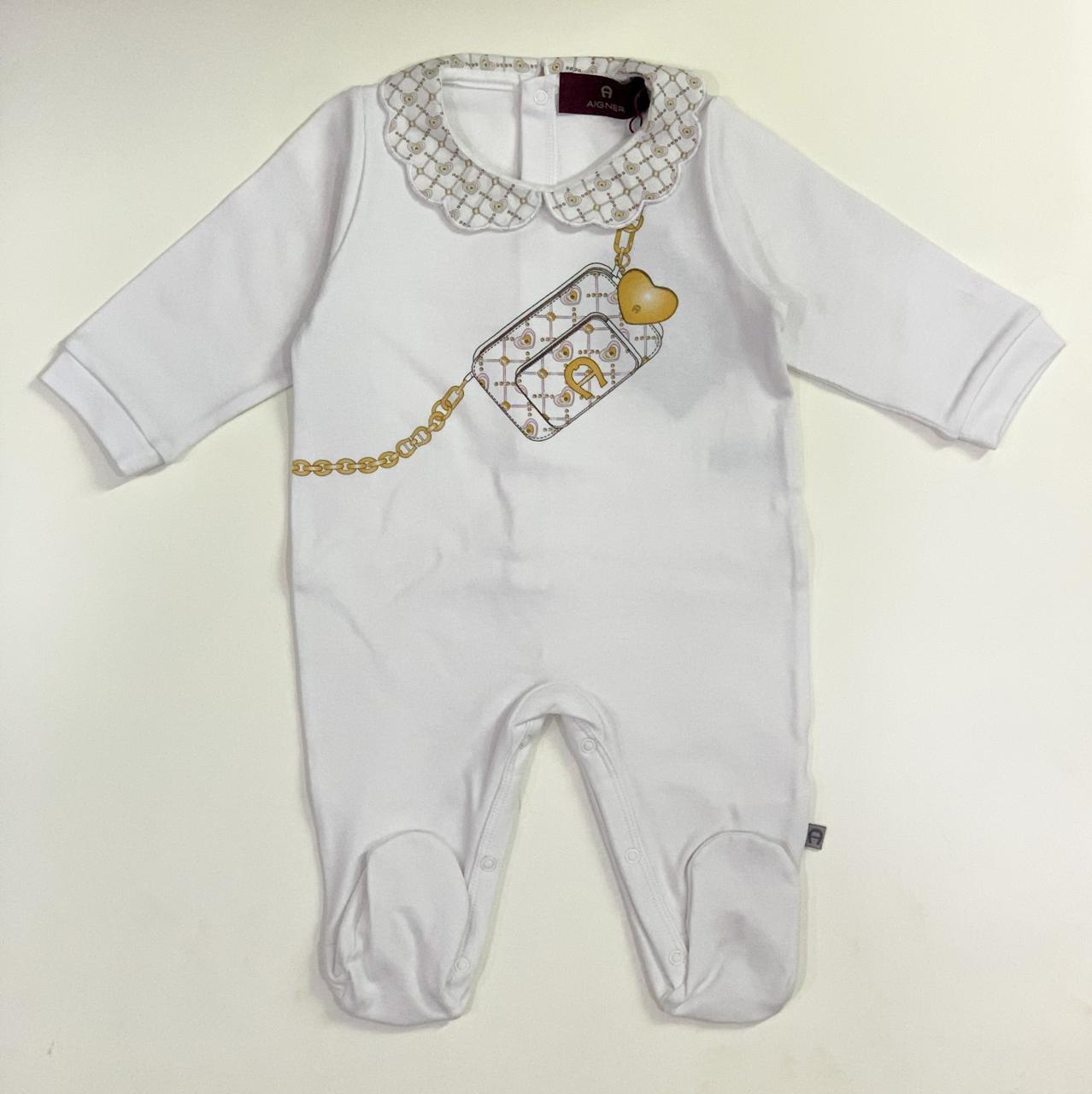 AIGNER Baby Girls White Logo Babygrow