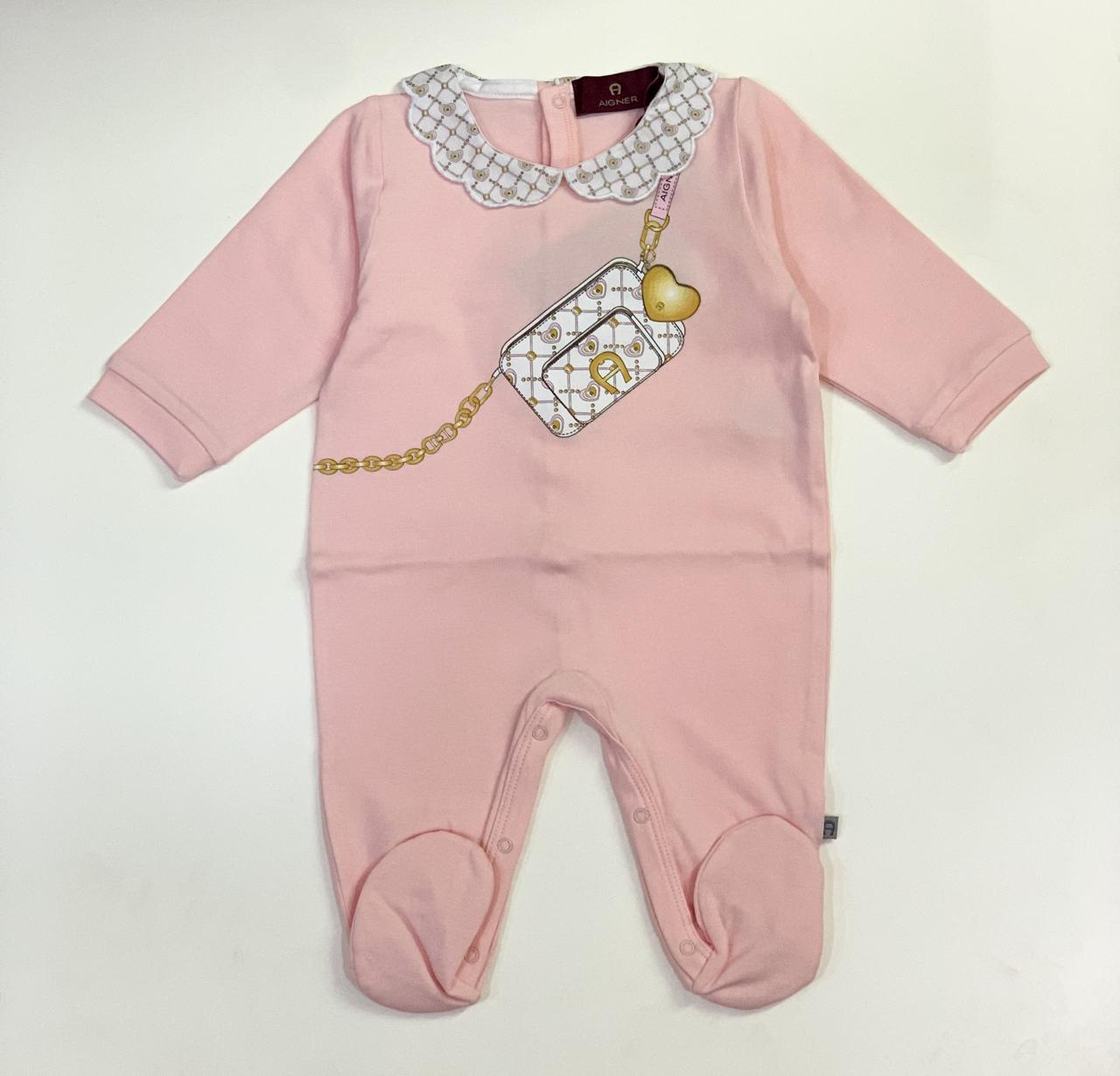 AIGNER Baby Girls Pink Logo Babygrow