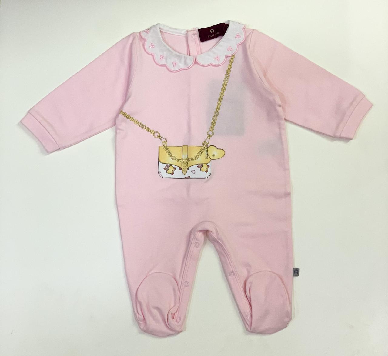 AIGNER Baby Girls Pink Logo Babygrow