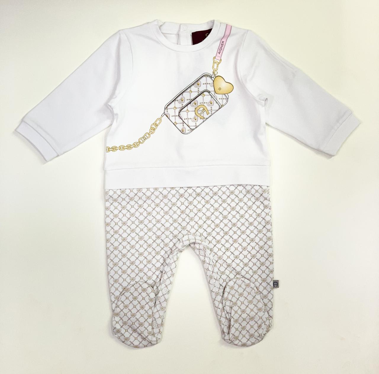 AIGNER Baby Girls White Logo Babygrow