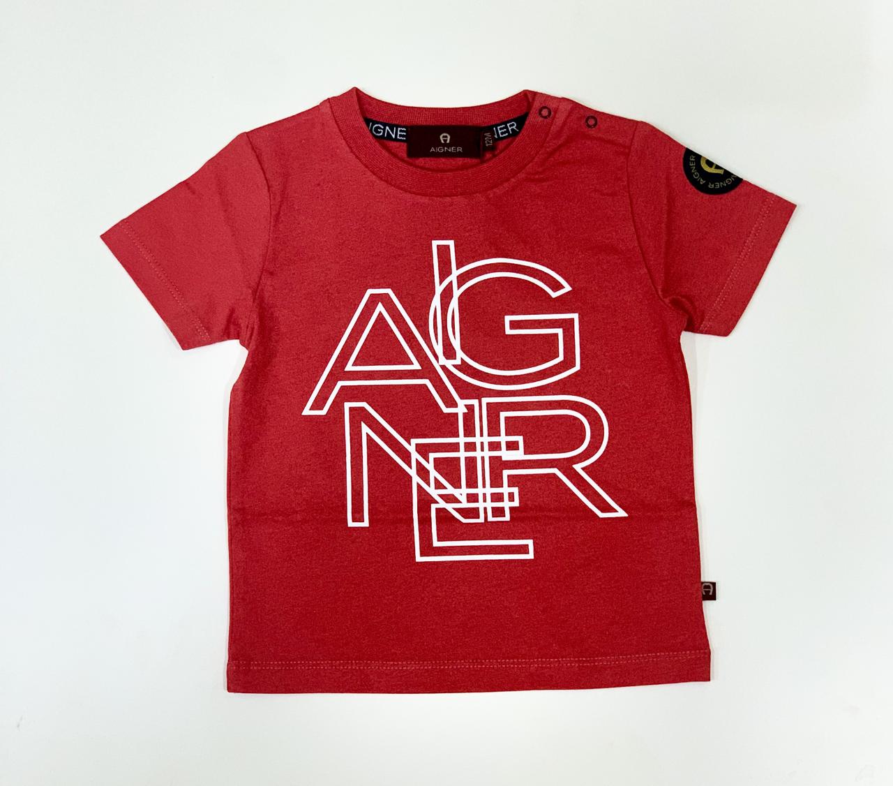AIGNER Younger Boys Red Logo T-Shirts