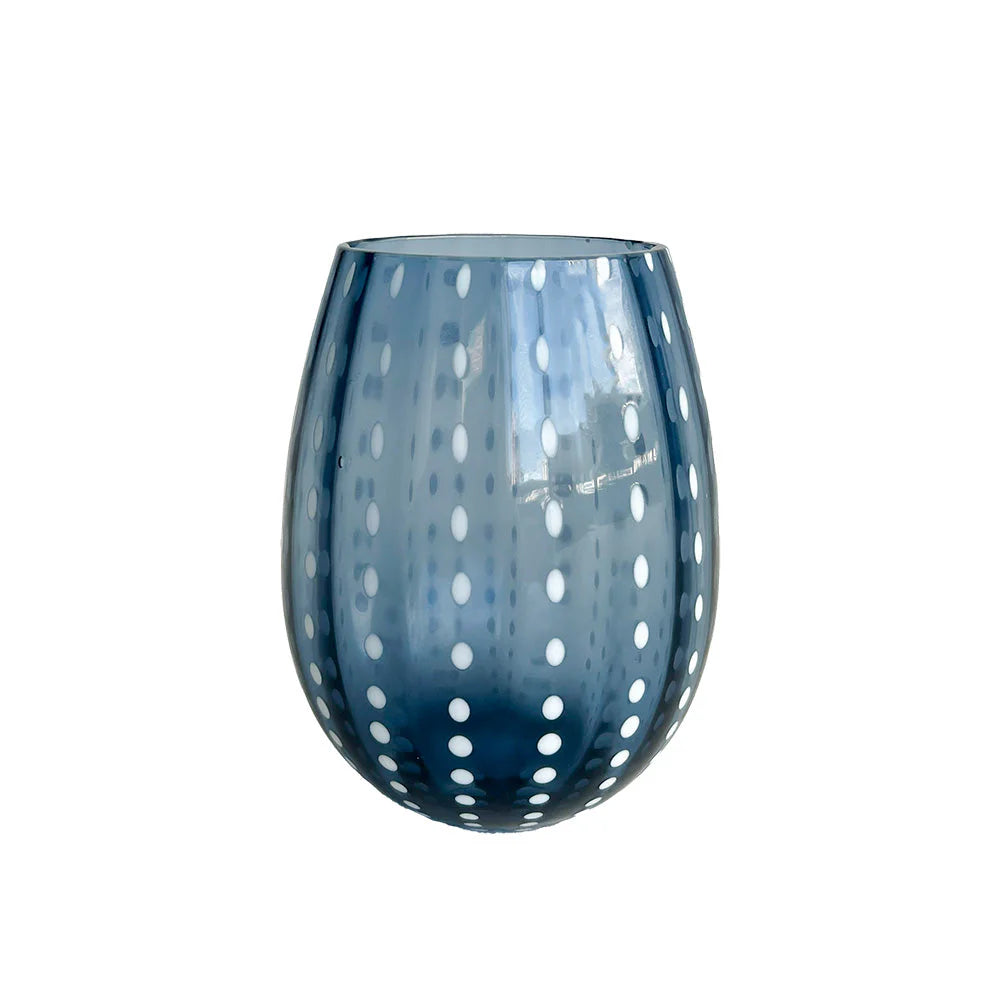 Blue Dotted Drinking Glass (SET OF 6)