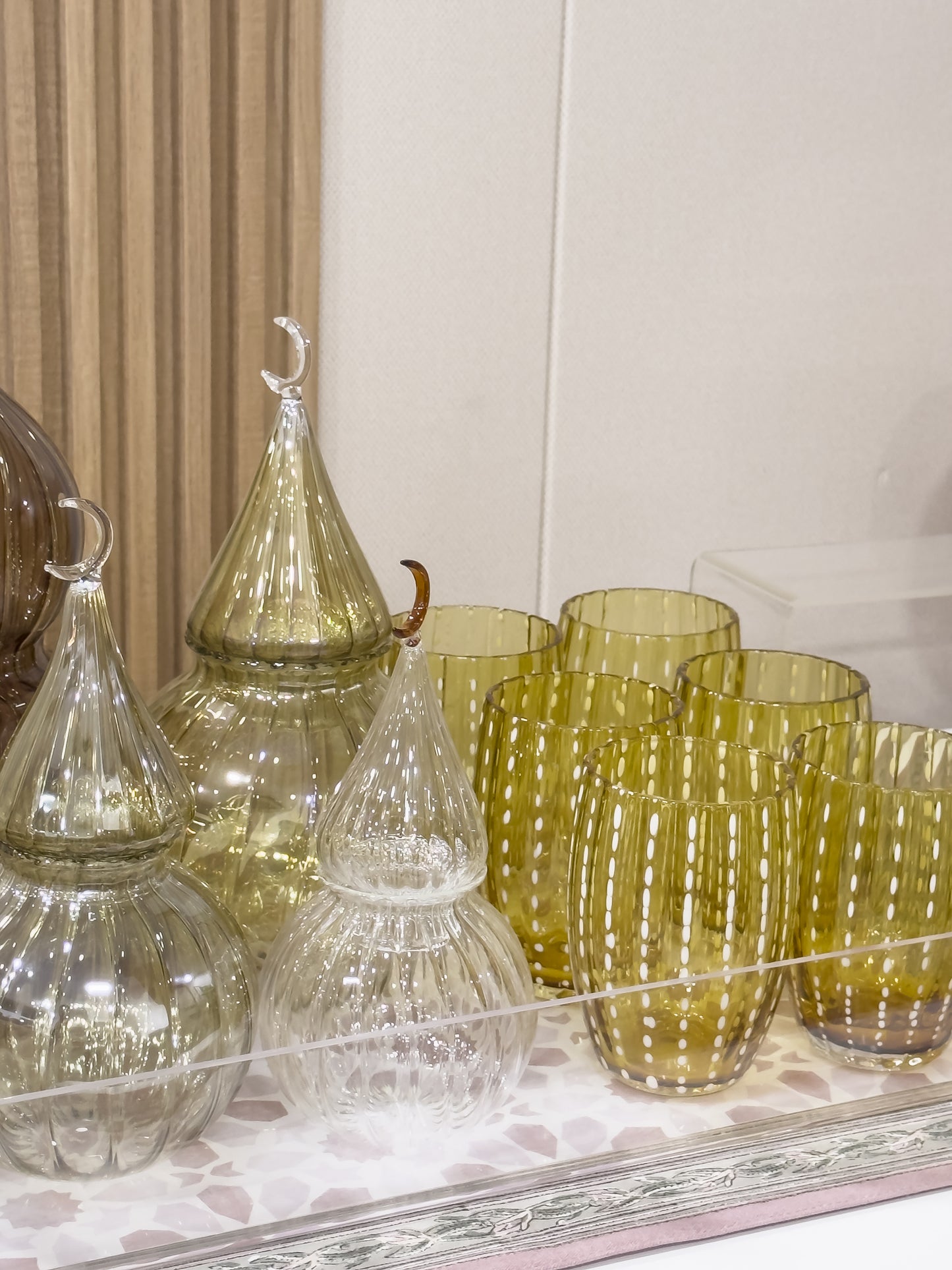 Amber Dotted Drinking Glass- Amber (SET OF 6)