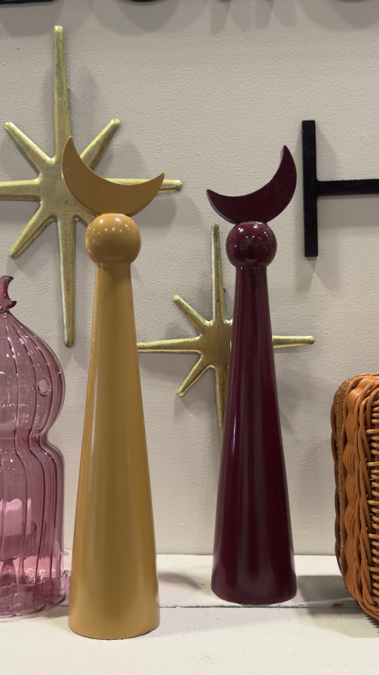 Wooden Moon Stand - Maroon