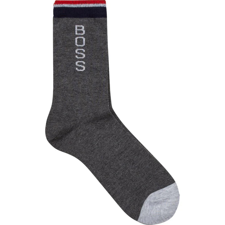 BOSS Boys Red & Grey Logo Socks ( 2-Pack )