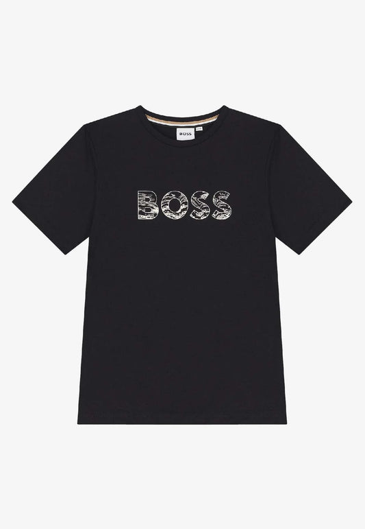 BOSS  J52358/09B Boys Black Logo T-Shirt