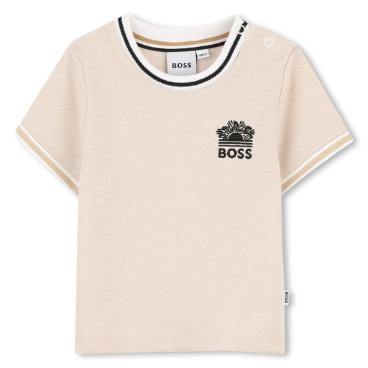 BOSS Baby Boys Beige Logo T-Shirt