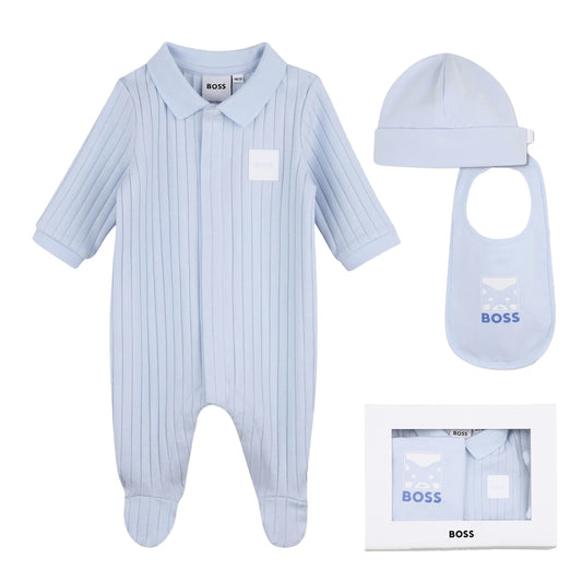 BOSS Baby Boys Baby Blue Logo Polo Babygrow Gift Set