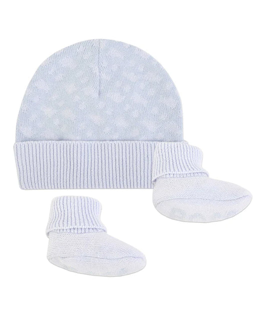 BOSS  Baby Boys Blue Knit Hat & Slipper Set