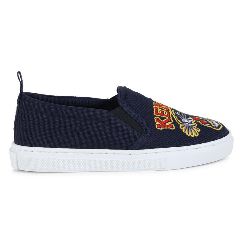 KENZO KIDS Unisex Embroidered Tiger Slip-On Blue Sneakers