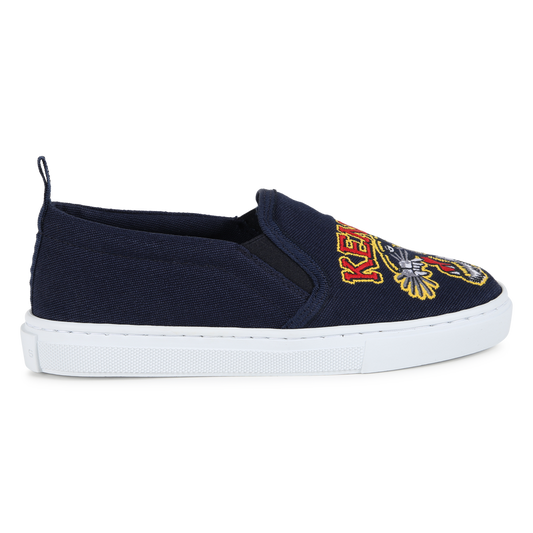 KENZO KIDS Unisex Embroidered Tiger Slip-On Navy Sneakers