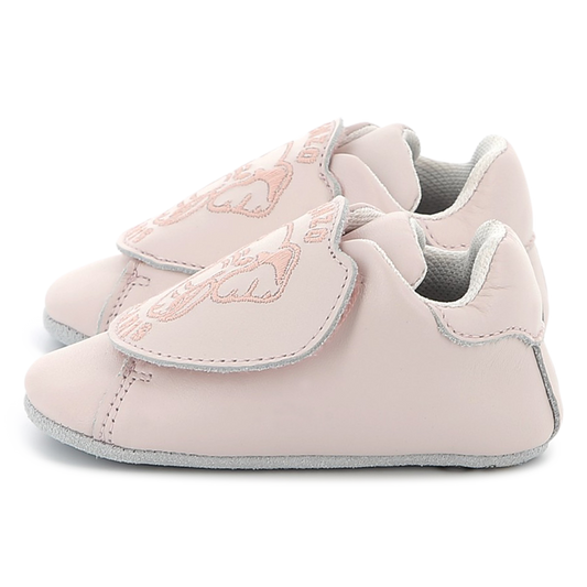 KENZO KIDS Girls Pink Leather Velcro Slippers