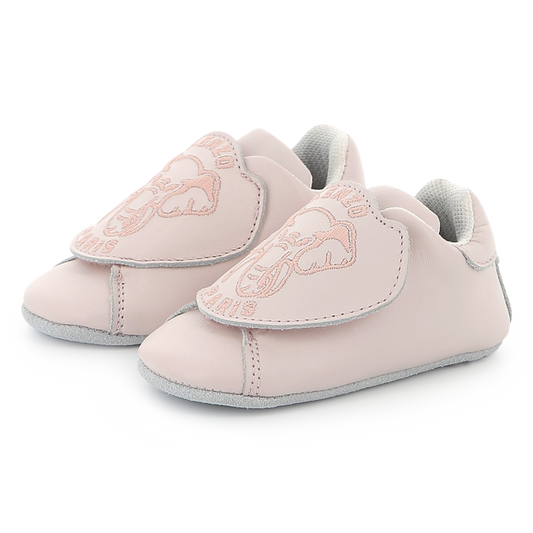 KENZO KIDS Girls Pink Leather Velcro Slippers