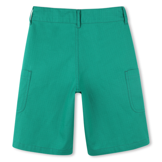 KENZO KIDS Boys Green Cotton Bermuda cargo shorts