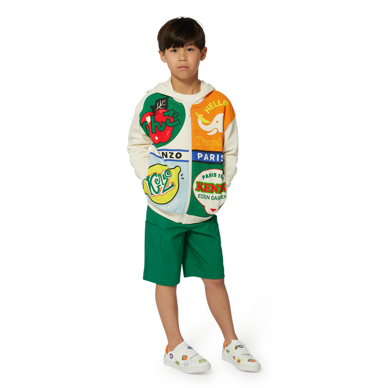 KENZO KIDS Boys Green Cotton Bermuda cargo shorts