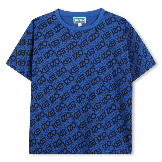 KENZO K61453/871 KIDS Boys Blue Printed Logo T-Shirt