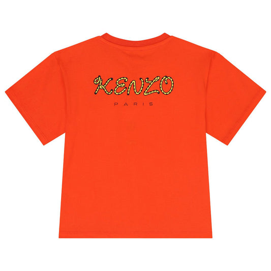 KENZO KIDS Boys Orange Tiger Logo T-Shirt