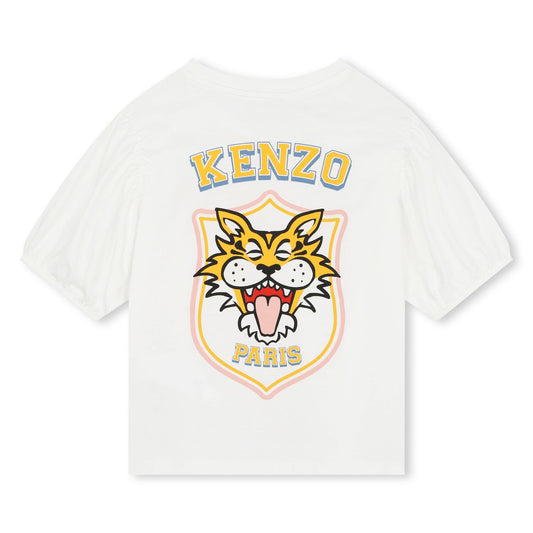 KENZO KIDS Girls White Tiger Logo T-Shirt