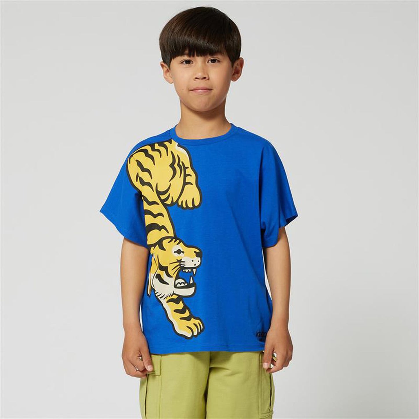 KENZO KIDS Boys Blue Tiger Logo T-Shirt