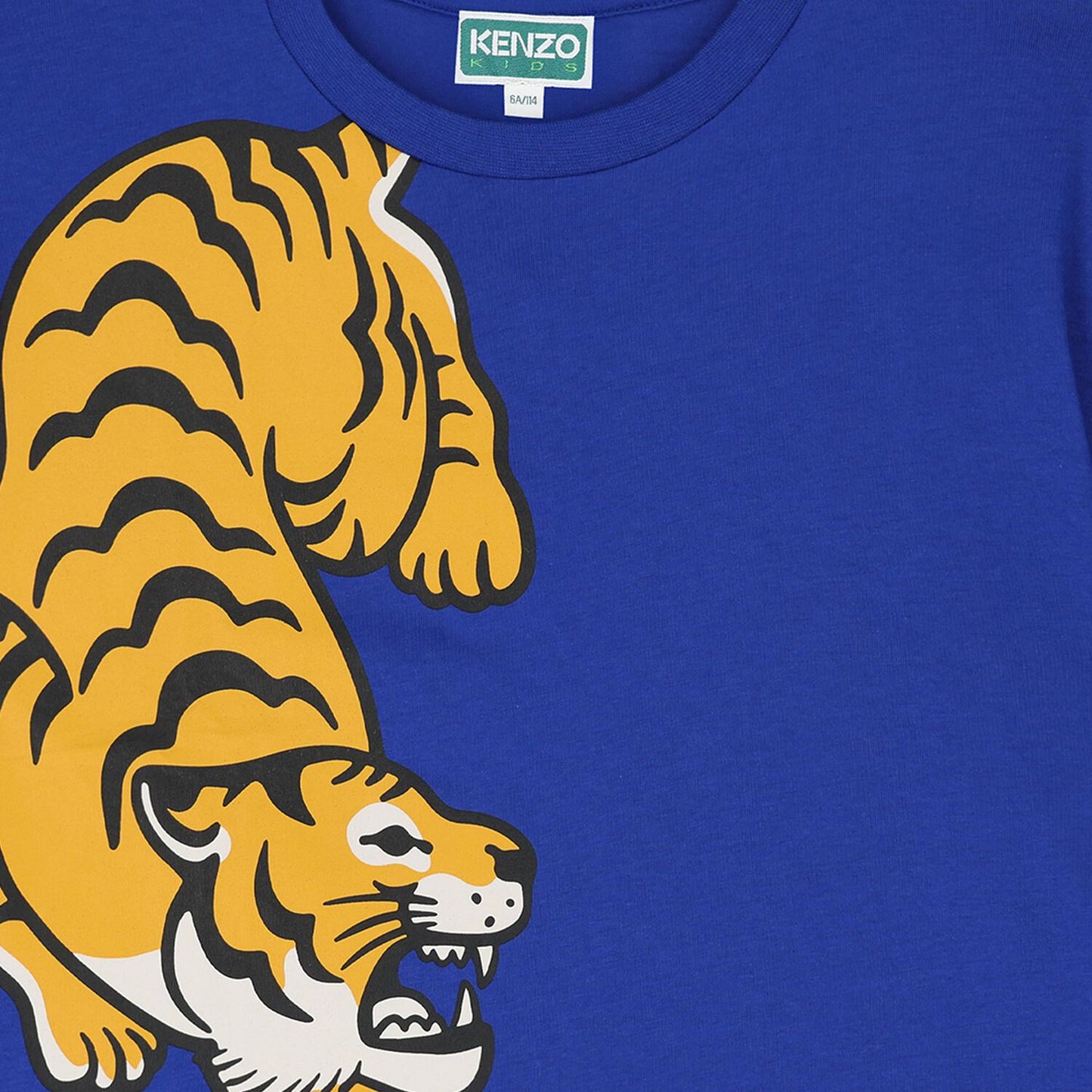 KENZO KIDS Boys Blue Tiger Logo T-Shirt