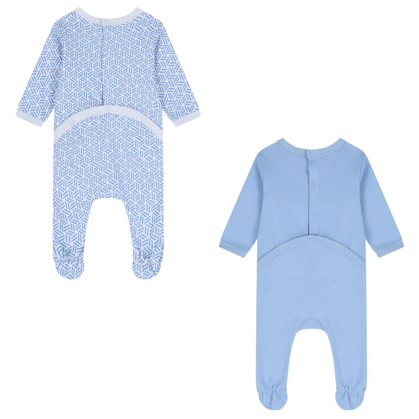KENZO K61256/77A Baby Boys Baby Blue Logo Geometric Logo Babygrows ( 2-Pack )