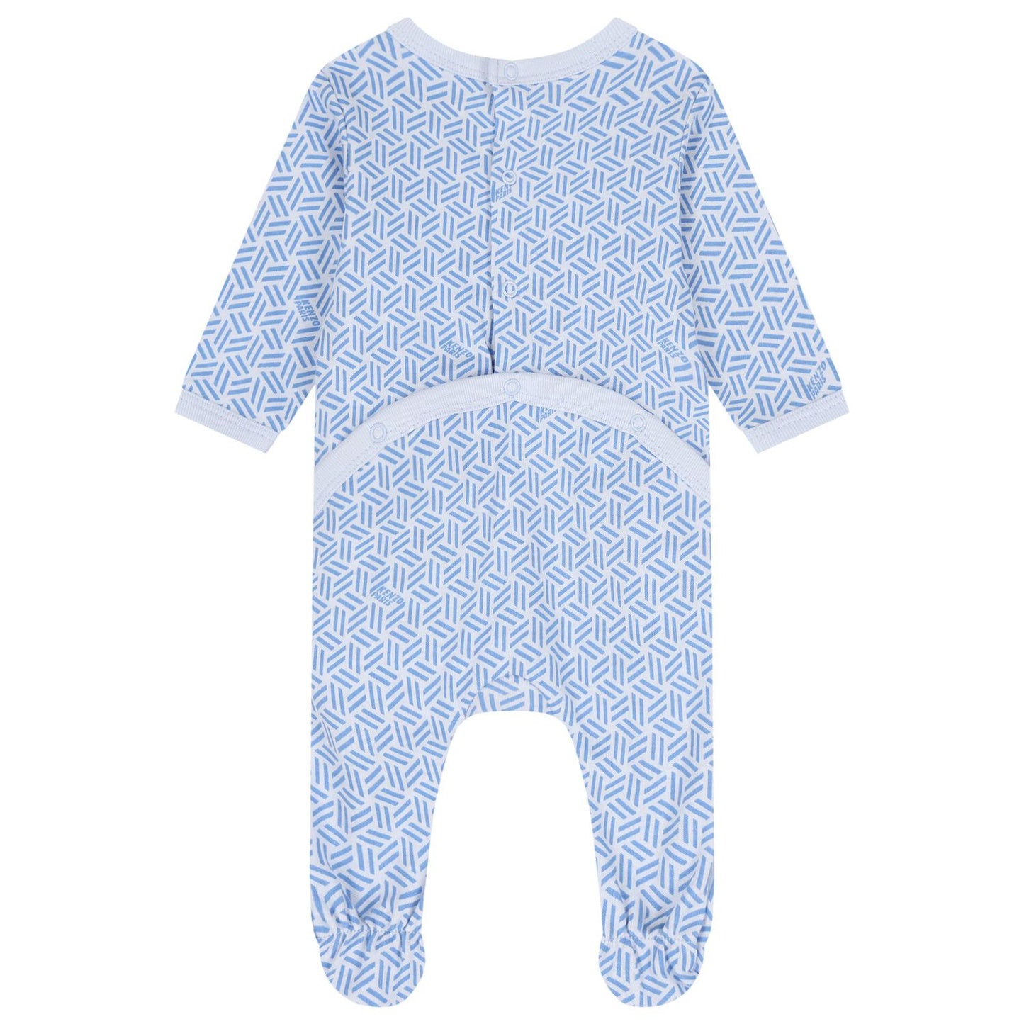 KENZO K61256/77A Baby Boys Baby Blue Logo Geometric Logo Babygrows ( 2-Pack )