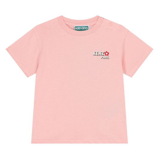 KENZO K61278/47H KIDS Younger Girls Pink Logo T-Shirt