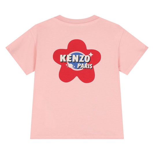 KENZO K61278/47H KIDS Younger Girls Pink Logo T-Shirt