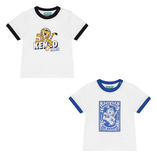KENZO K61298/N50 KIDS Younger Boys White Tiger T-Shirts ( 2-Pack )