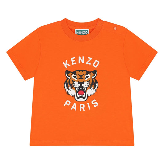 KENZO K61300/42F KIDS Younger Orange Tiger Logo T-Shirt