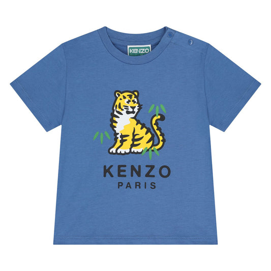 KENZO K61300/780 KIDS Younger Blue Tiger Logo T-Shirt