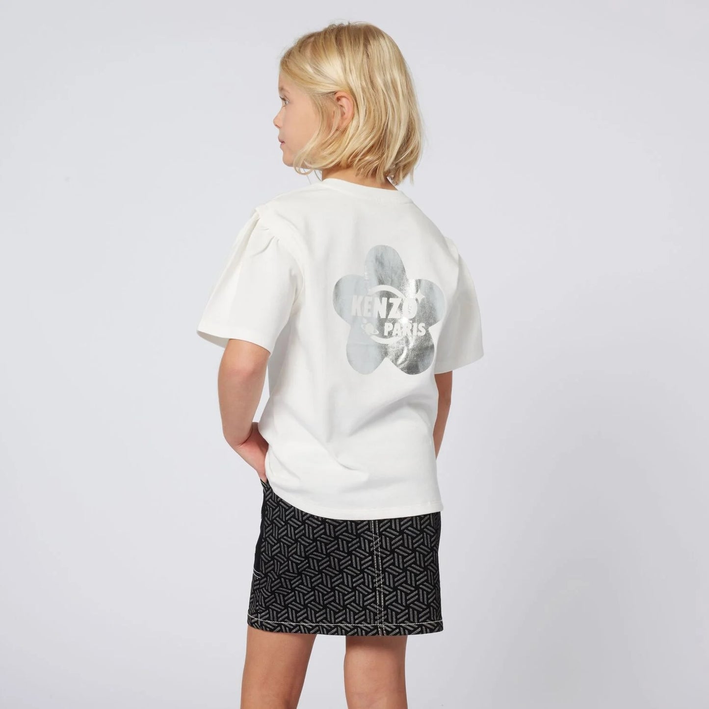 KENZO K61371/117 KIDS Girls White Logo T-Shirt