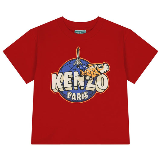 KENZO K61440/968 KIDS Boys Red Logo T-Shirt