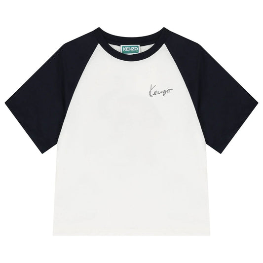 KENZO K61444/117 KIDS Boys Ivory Tiger Logo T-Shirt