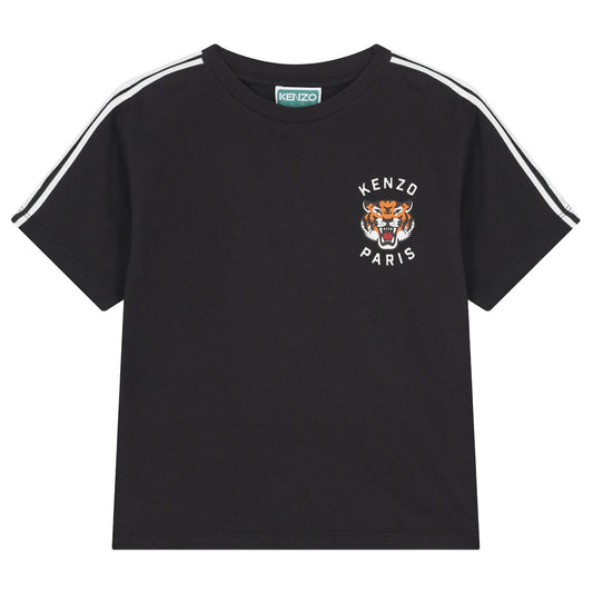 KENZO K61486/095 KIDS Black Tiger Logo T-Shirt