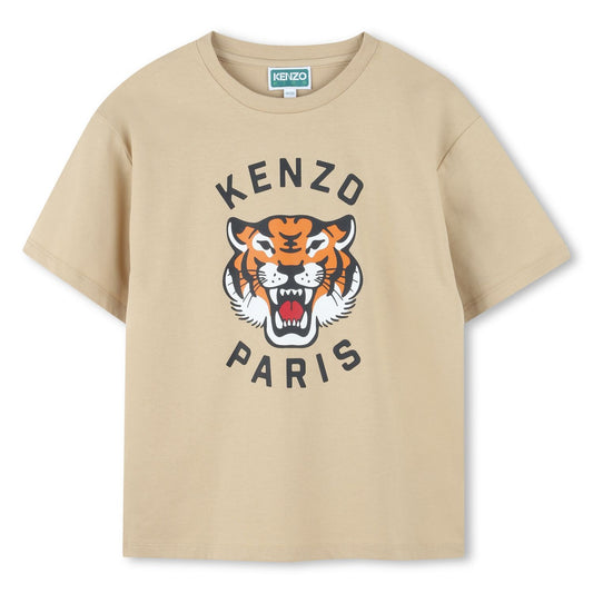 KENZO K61505/249 KIDS Beige Tiger Logo T-Shirt