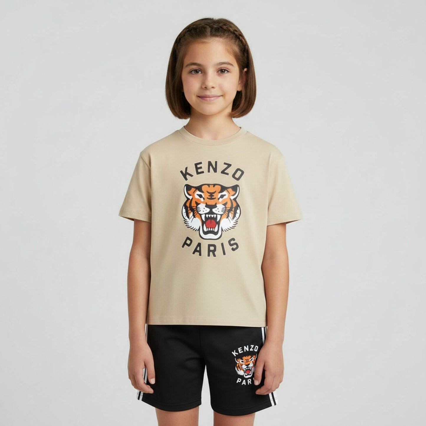 KENZO K61505/249 KIDS Beige Tiger Logo T-Shirt