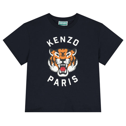 KENZO K61505/845 KIDS Navy Blue Tiger Logo T-Shirt