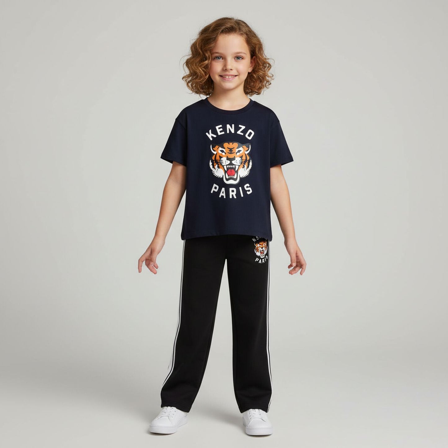 KENZO K61505/845 KIDS Navy Blue Tiger Logo T-Shirt