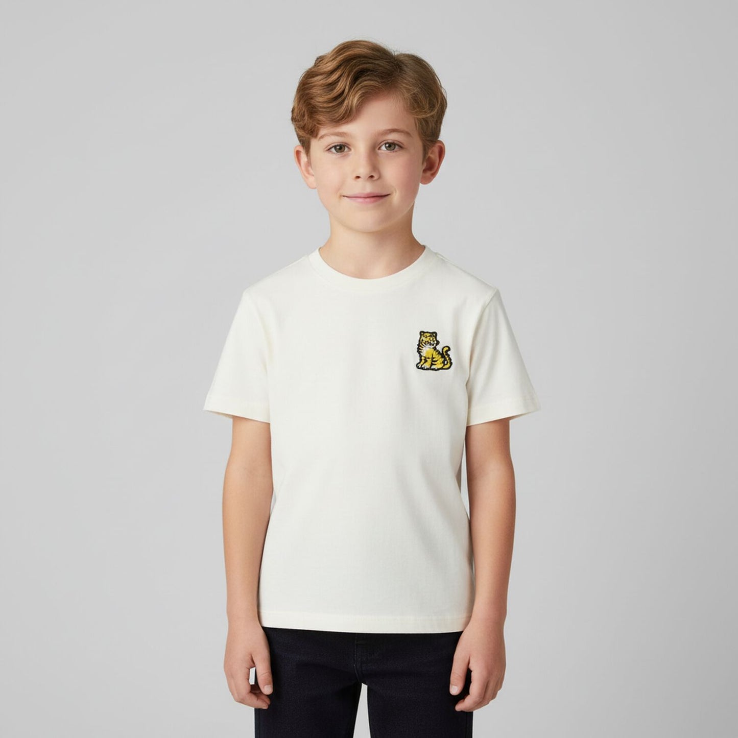 KENZO K61506/117 KIDS Ivory Tiger Logo T-Shirt