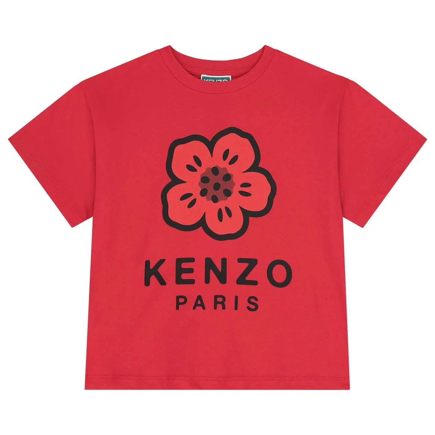 KENZO K61507/968 KIDS Red Logo Flowers T-Shirt