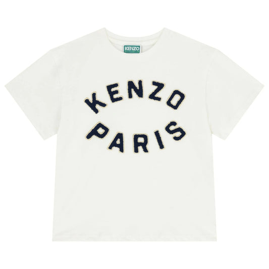 KENZO K61508/117 KIDS Ivory Logo T-Shirt