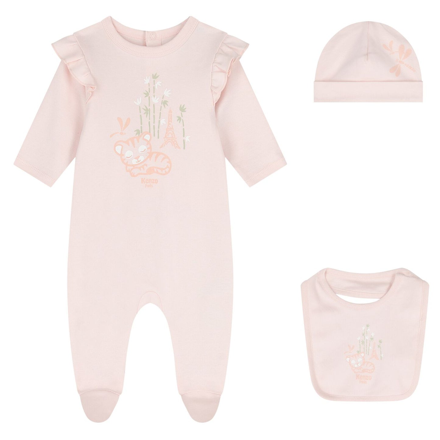 KENZO KIDS Baby Girls Pink Tiger Babygrow Gift Set