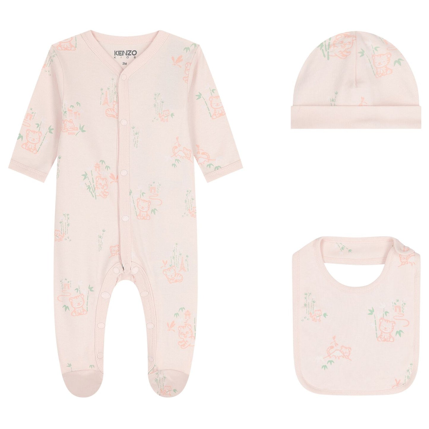 KENZO KIDS Baby Girls Pink Tiger Babygrow Gift Set