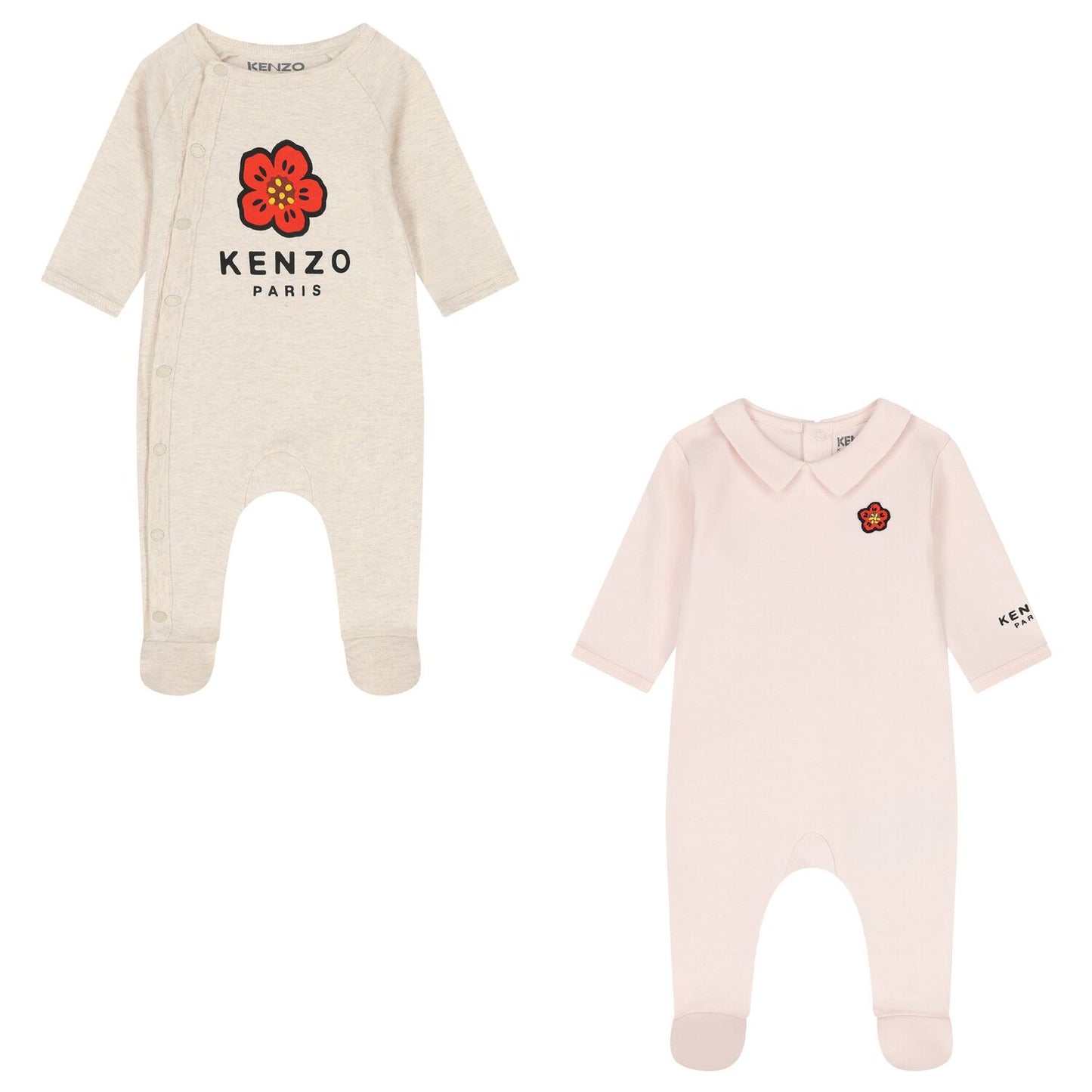 KENZO KIDS Baby Girls Beige & Pink Boke Flower Babygrows ( 2 Pack )