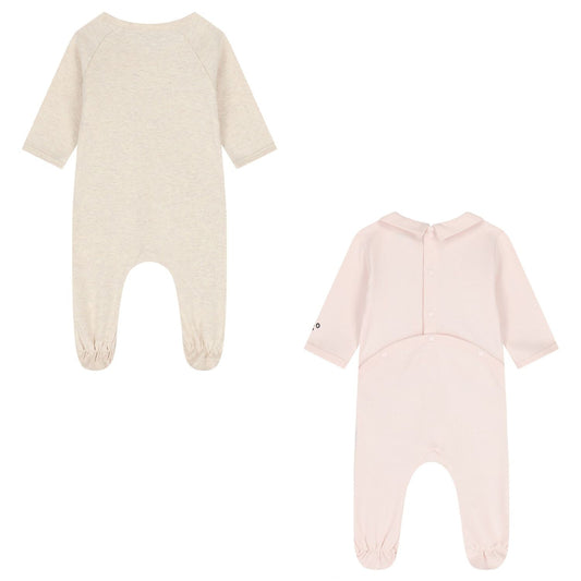 KENZO KIDS Baby Girls Beige & Pink Boke Flower Babygrows ( 2 Pack )