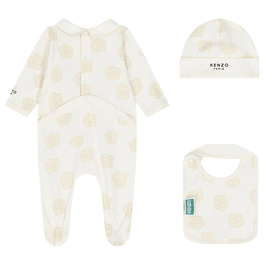 KENZO KIDS Ivory Bokeh Flower Babygrow Gift Set