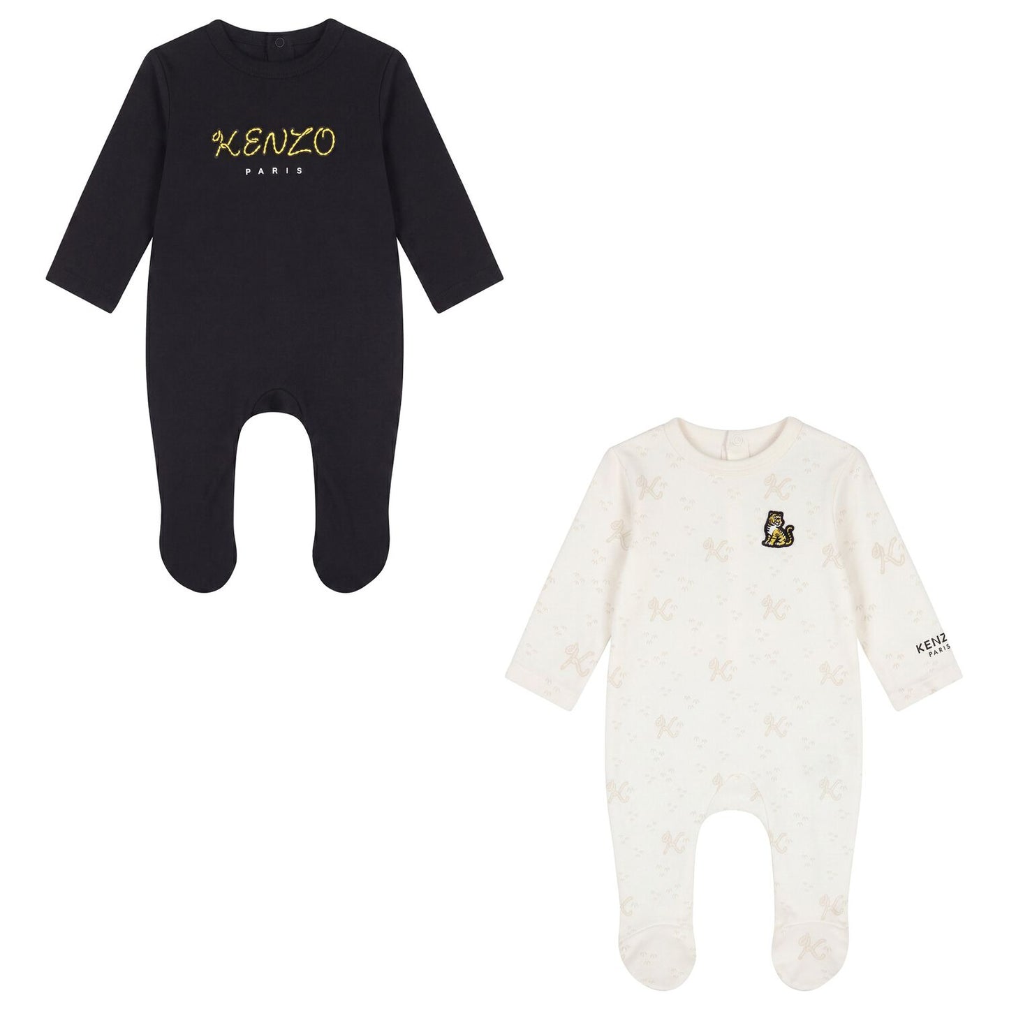 KENZO KIDS Black & Ivory Tiger Babygrows ( 2 Pack )