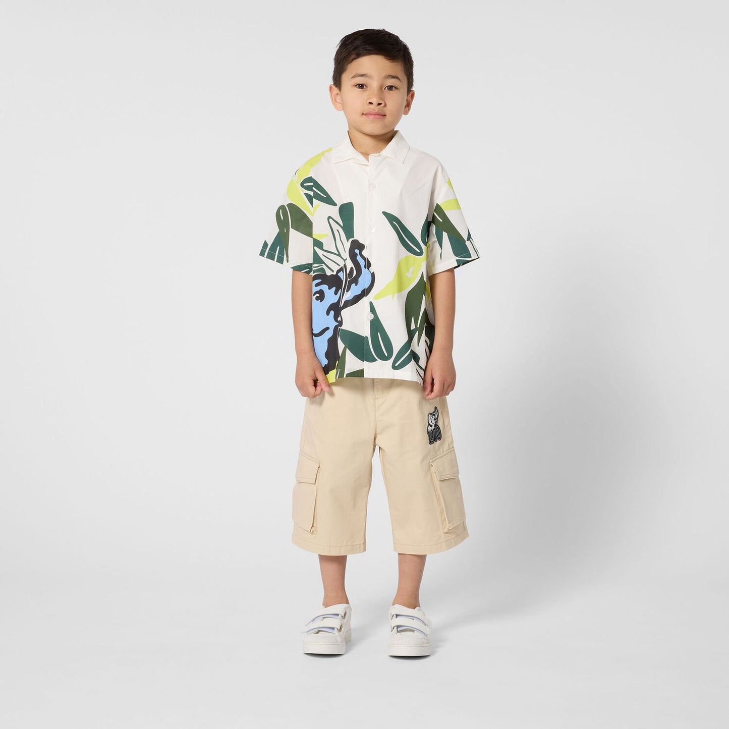KENZO KIDS Boys Beige Elephant Logo Shorts