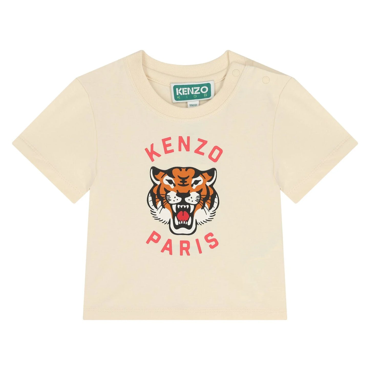 KENZO KIDS Younger Ivory Tiger Logo T-Shirt